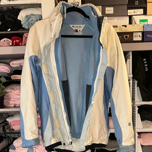 Columbia Sport White & Blue 2 In 1 Ski Jacket/Fleece Jacket - Picture 3 of 7